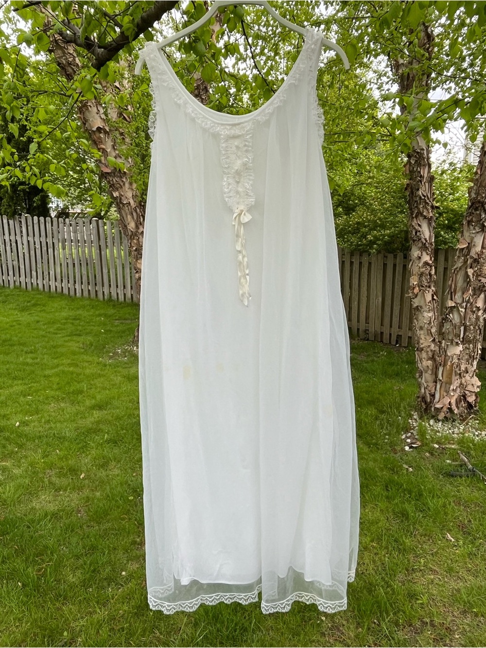 Vintage/ Antique Tulle Nightgown Dress with Lace and Removable Bow